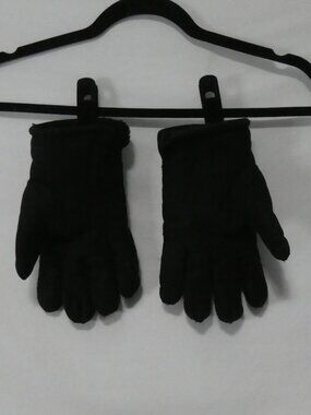 Men's Black Faux Suede Fleece Lined Gloves Detailed Stitching